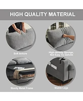 73.6327.95 Pull-Out Sofa Bed, Chenille Material, Pull-Out Queen Sofa Bed With Memory Foam Mattress, For Living Room, Bedroom, Office, Apartment, Dark