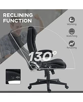 6 Point Vibrating Massage Office Chair with Lumbar Heat Black