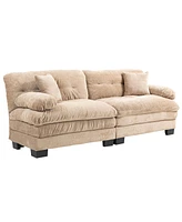 Khaki Chenille Sectional Sofa Sleeper