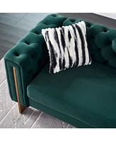 Chesterfield Modern Tufted Velvet Living Room Sofa, 84.25"W Couch,Green