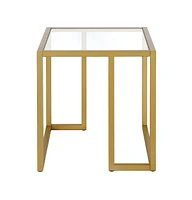 Sleek Square Glass Accent Table with Durable Metal Legs