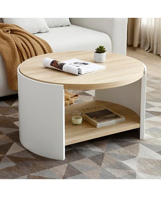 31" Round Coffee Table with Storage Shelf