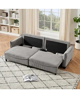 Cozy Corduroy Sofa Bed with Pillows for Living Room