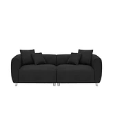 89 inch Sofa for Living Room, Fashion Sofa with Metal Legs, 3 Seater Sofa, Solid Wood Frame Couch with 4Pillows, for Apartment Office Living Room