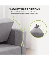 84" Adjustable Sofa Bed with Storage & Usb, Convertible to L-Shape