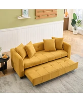 Yellow 3-Seater Flannel Sofa Bed