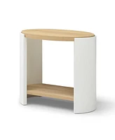 2-Layer Storage Nightstand Table (Natural and White)
