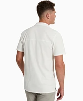 Kenneth Cole Men's Short Sleeve Seersucker Camp Shirt