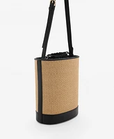 Mango Women's Medium Raffia-Effect Bucket Bag
