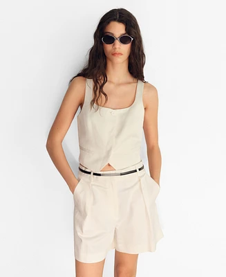 Mango Women's Linen-Blend Suit Bermuda Shorts