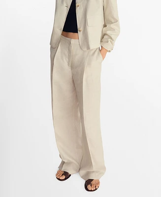 Mango Women's Pleated Linen Pants