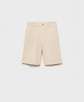 Mango Women's High-Waisted Rinse-Wash Bermuda Shorts