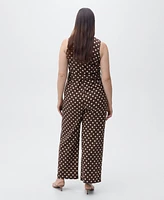 Mango Women's Polka-Dots and Belt Linen Jumpsuit