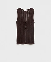 Mango Women's Openwork Bow Closure Knit Vest