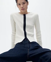 Mango Women's Contrasting Closure Cotton Cardigan