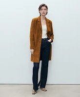 Mango Women's Lapelled Suede Coat