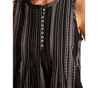Lucky Brand Women's Cotton Pintuck Button-Front Mini Dress