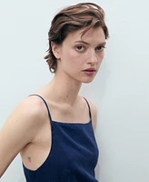 Mango Women's Long Denim-Effect Jumpsuit
