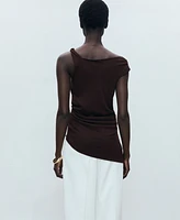 Mango Women's Asymmetrical Fine-Knit Top