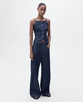 Mango Women's Wide Leg Mid-Rise Jeans
