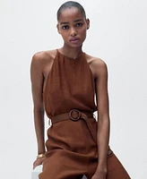 Mango Women's Belted Halter-Neck Jumpsuit