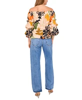 Vince Camuto Women's Printed Bubble-Sleeve Blouse