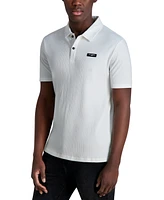 Karl Lagerfeld Paris Men's Short Sleeve Ribbed Polo Shirt