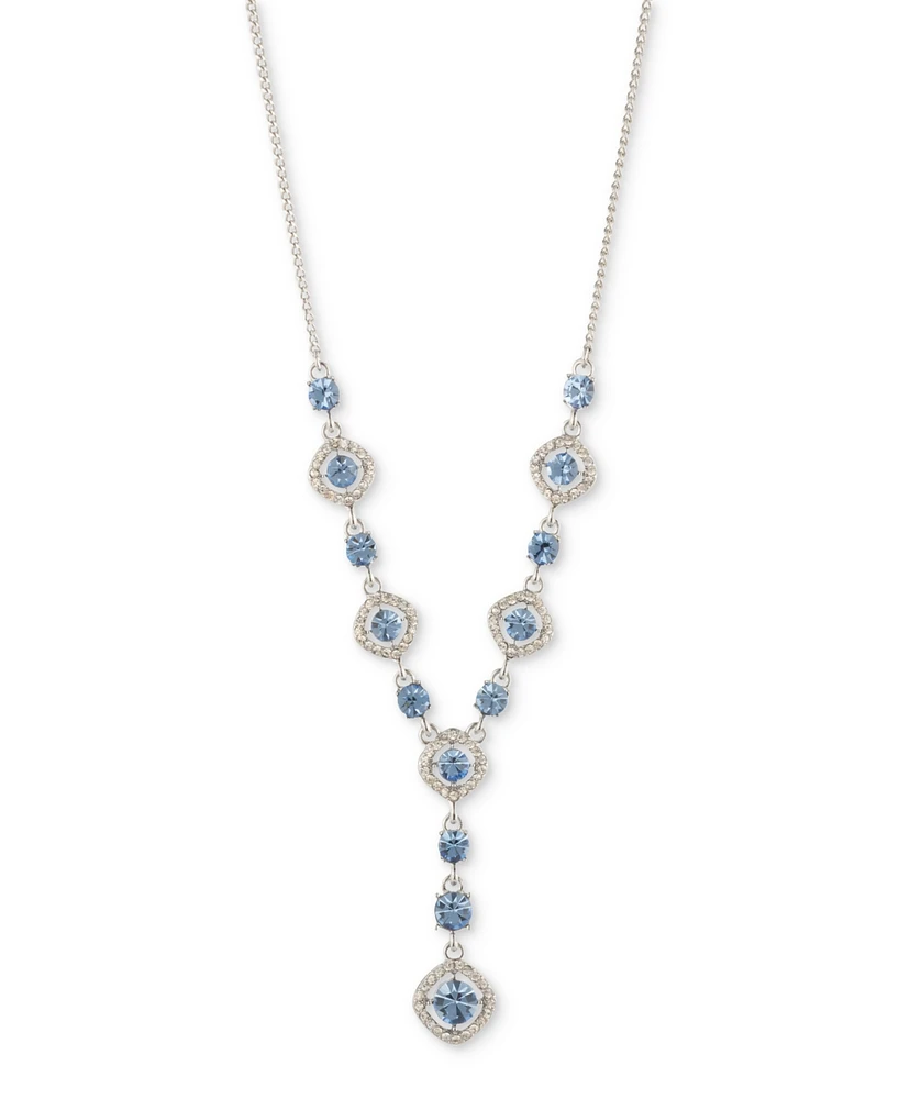 Givenchy Silver-Tone Pave & Round Crystal Halo Lariat Necklace, 16" + 3" extender