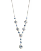 Givenchy Silver-Tone Pave & Round Crystal Halo Lariat Necklace, 16" + 3" extender