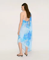 Mango Women's Asymmetrical Floral Scarf Dress