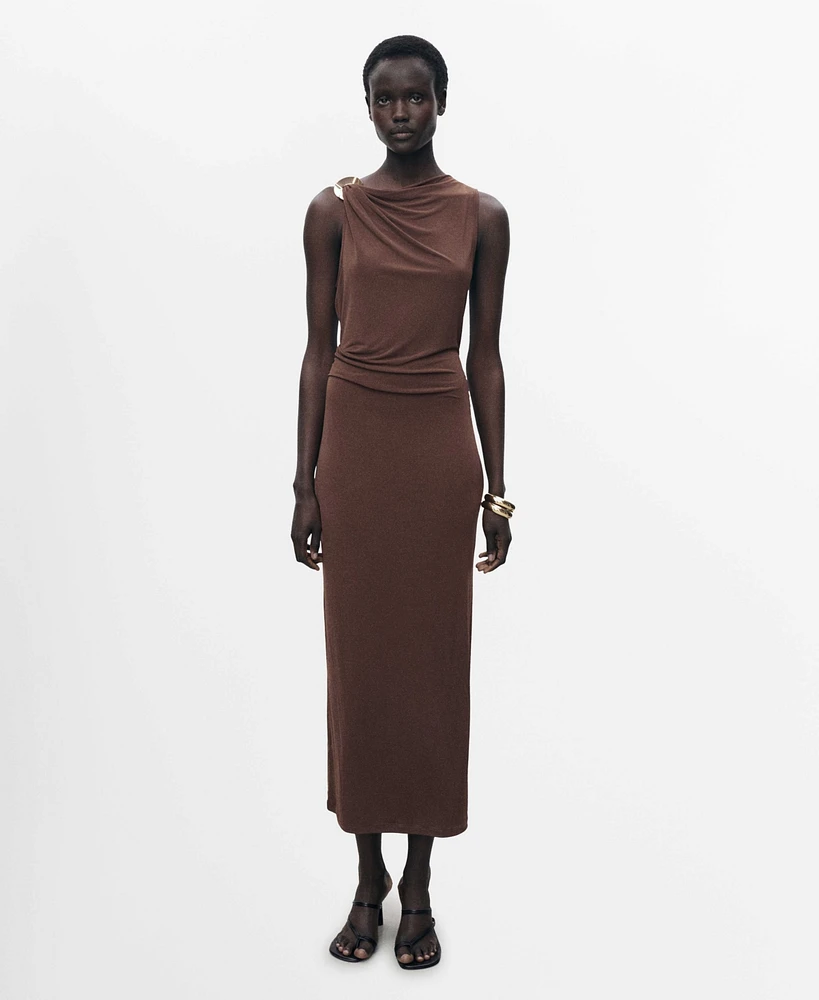 Mango Women's Metallic Detail Draped Dress