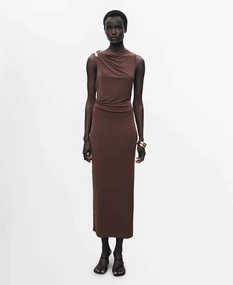 Mango Women's Metallic Detail Draped Dress