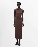 Mango Women's Metallic Detail Draped Dress