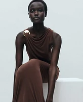 Mango Women's Metallic Detail Draped Dress