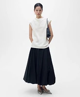 Mango Women's Draped Neck Satin Blouse