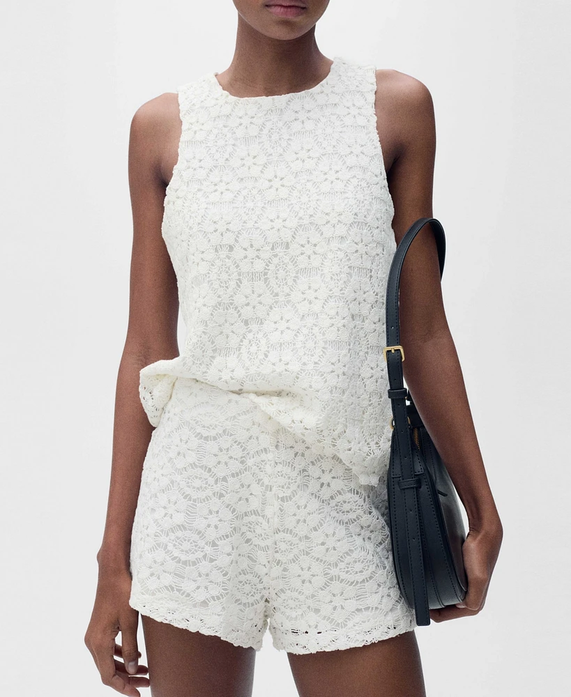 Mango Women's Crochet Straight-Fit Shorts