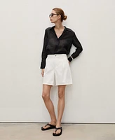Mango Women's Pleated Denim Bermuda Shorts