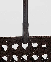 Mango Women's Natural Fiber Openwork Shopper Bag