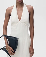 Mango Women's Halter-Neck Linen Dress