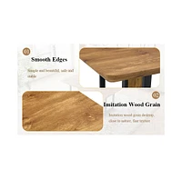 Textured Wood Mdf Dining Table Set, 4 Fabric Chairs (67"x36