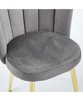 Modern Velvet Dining Chair (Set of 2) with Golden Legs