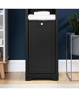 64" Bathroom Storage Cabinet with Laundry Hamper and Adjustable Shelves