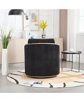 Corduroy Swivel Barrel Chair for Home & Office (Black)