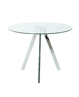 Modern Glass Dining Table with Electroplated Metal Legs