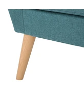 Mid-Century Modern Club Chair with Birch Wood Legs and Channel Stitching