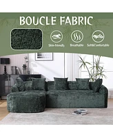 Boucle Sofa 3 Seater for Living Room Oversized Comfy Sofa L-Shape Sofa Couch with Chaise Home Furniture Sleeper Sectional Sofa for Apartment, Office L