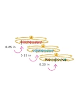 Bling Jewelry Set of 3 Natural Pink Tourmaline, Aquamarine and Turquoise Bolo Bracelet Gold Plated