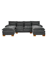 Chenille fabric with double lounge chair combination sofa