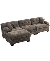 L-Shaped Sectional Sofa Sleeper Couch - Gray