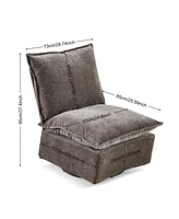 Detachable Dark Grey Chenille Single 360 Swivel Rocking Rocker,360 Swivel Sofa Chair & Single Sofa Lounge, Comfortable Seating for Living Room & Bedro